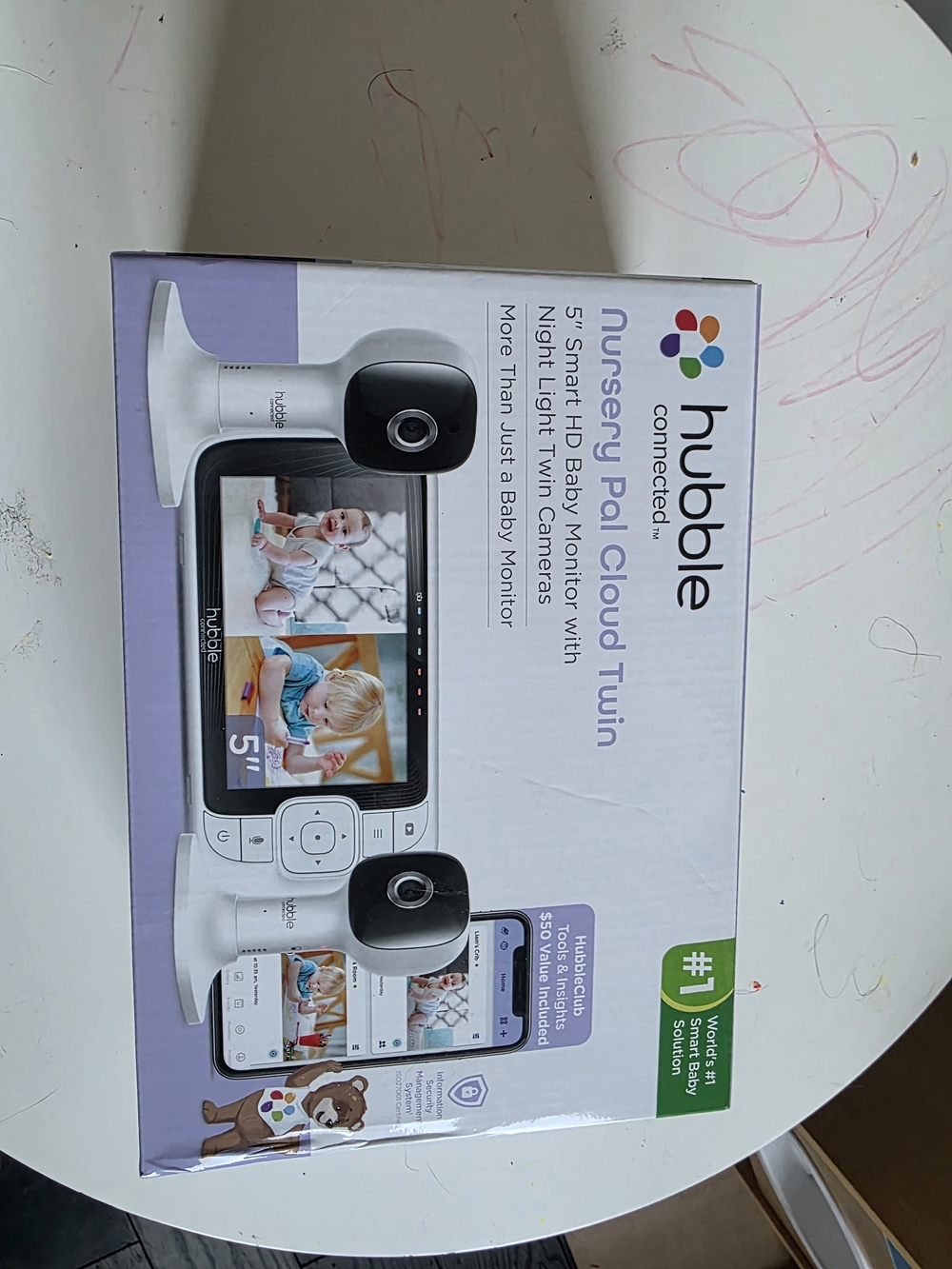 hubble Nursery Pal Cloud Twin Baby Monitor - White & Black